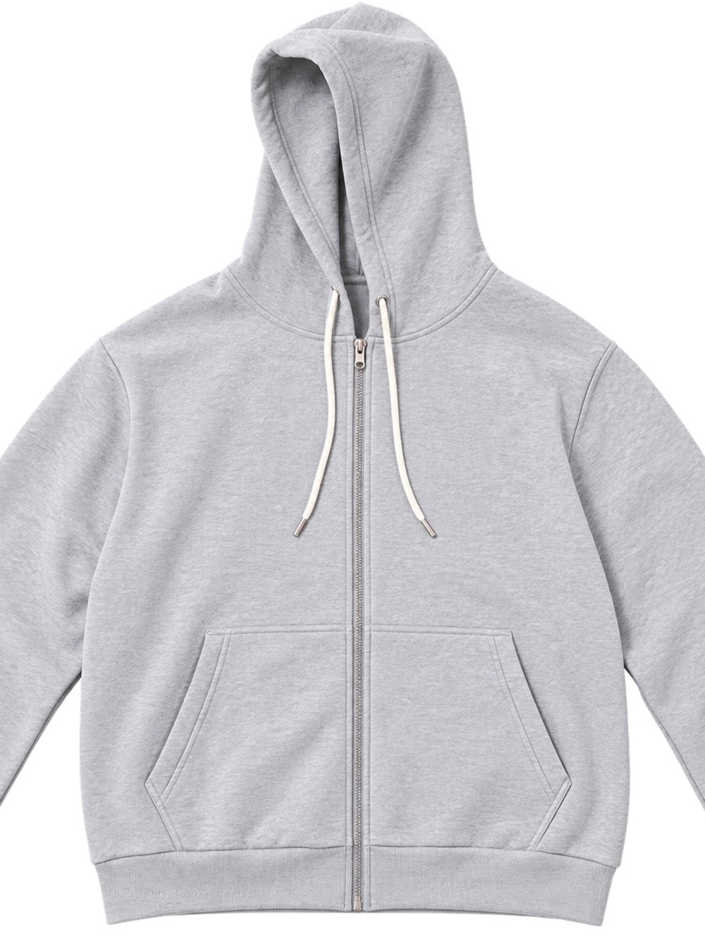 2-Piece Size Large White Full-Zip Hoodie Set
